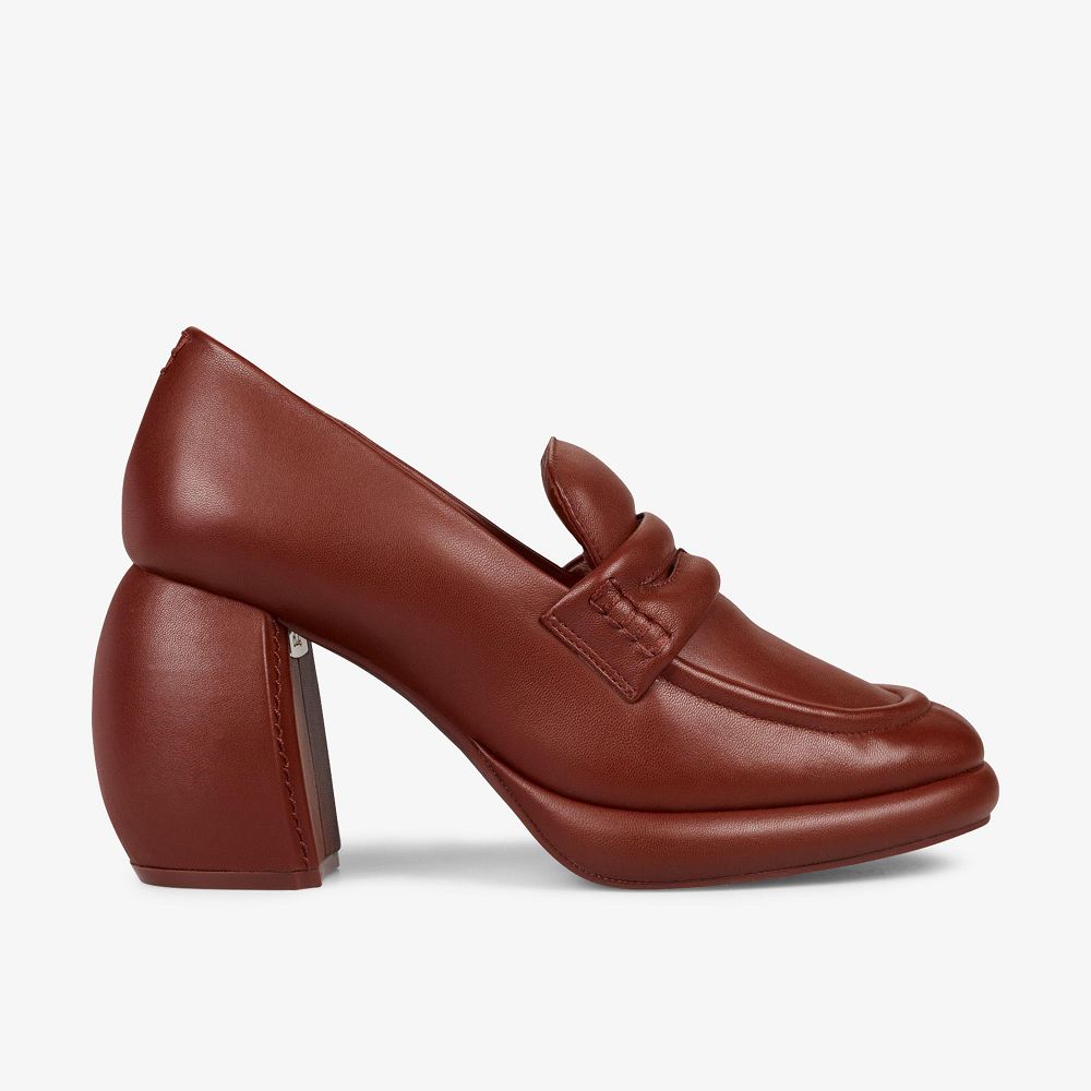 Oxblood Leather Clarks Martine Rose Women Loafers | 2348BAVLG