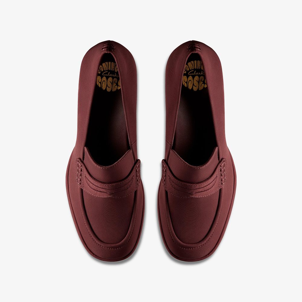 Oxblood Textile Clarks Martine Rose Women Loafers | 4792CLWBJ