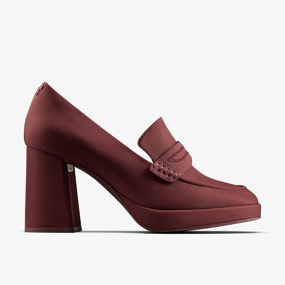 Oxblood Textile Clarks Martine Rose Women Loafers | 4792CLWBJ