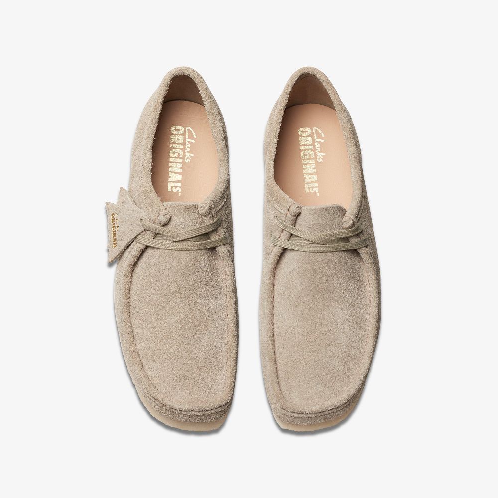 Pale Grey Suede Clarks Wallabee Men Loafers | 1285JIUKB