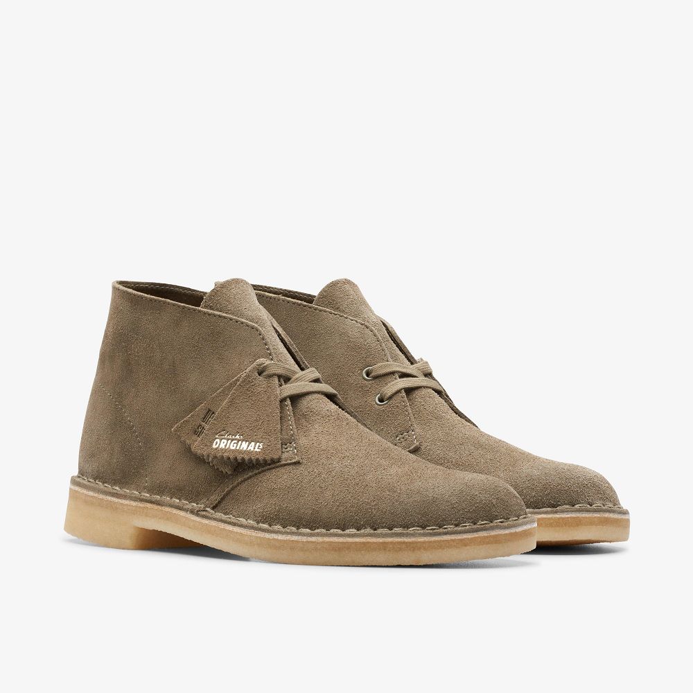 Pale Khaki Suede Clarks Desert Men Boots | 6279PJGKY