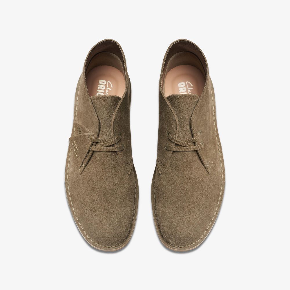 Pale Khaki Suede Clarks Desert Men Boots | 6279PJGKY