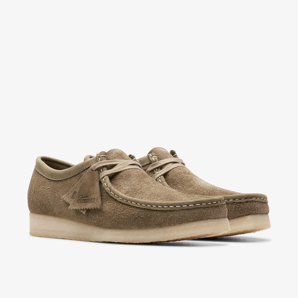 Pale Khaki Suede Clarks Wallabee Women Loafers | 7386ZDGRQ