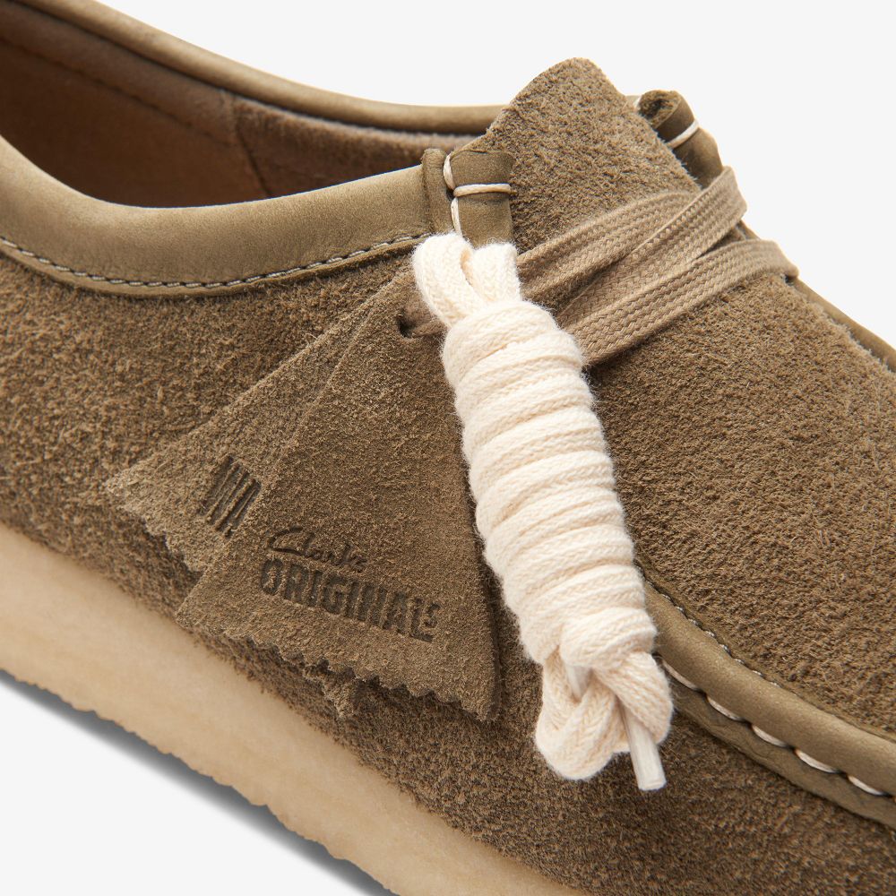 Pale Khaki Suede Clarks Wallabee Women Loafers | 7386ZDGRQ