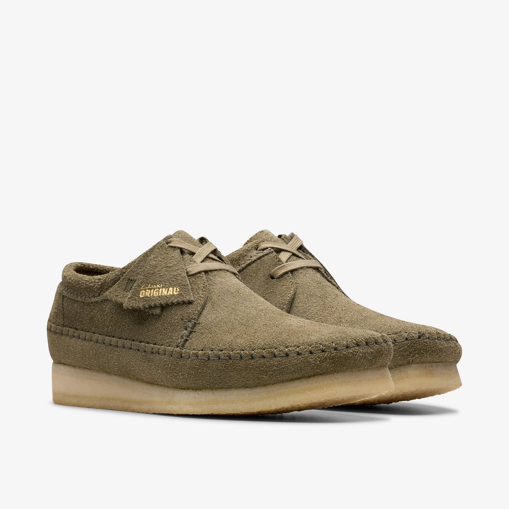 Pale Khaki Suede Clarks Weaver Men Moccasins | 5148YOGNR