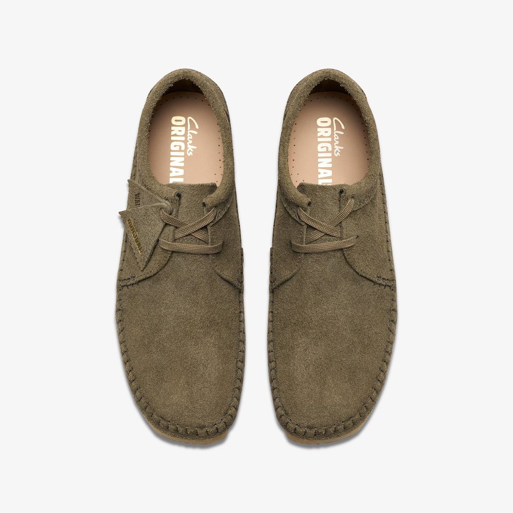 Pale Khaki Suede Clarks Weaver Men Moccasins | 5148YOGNR