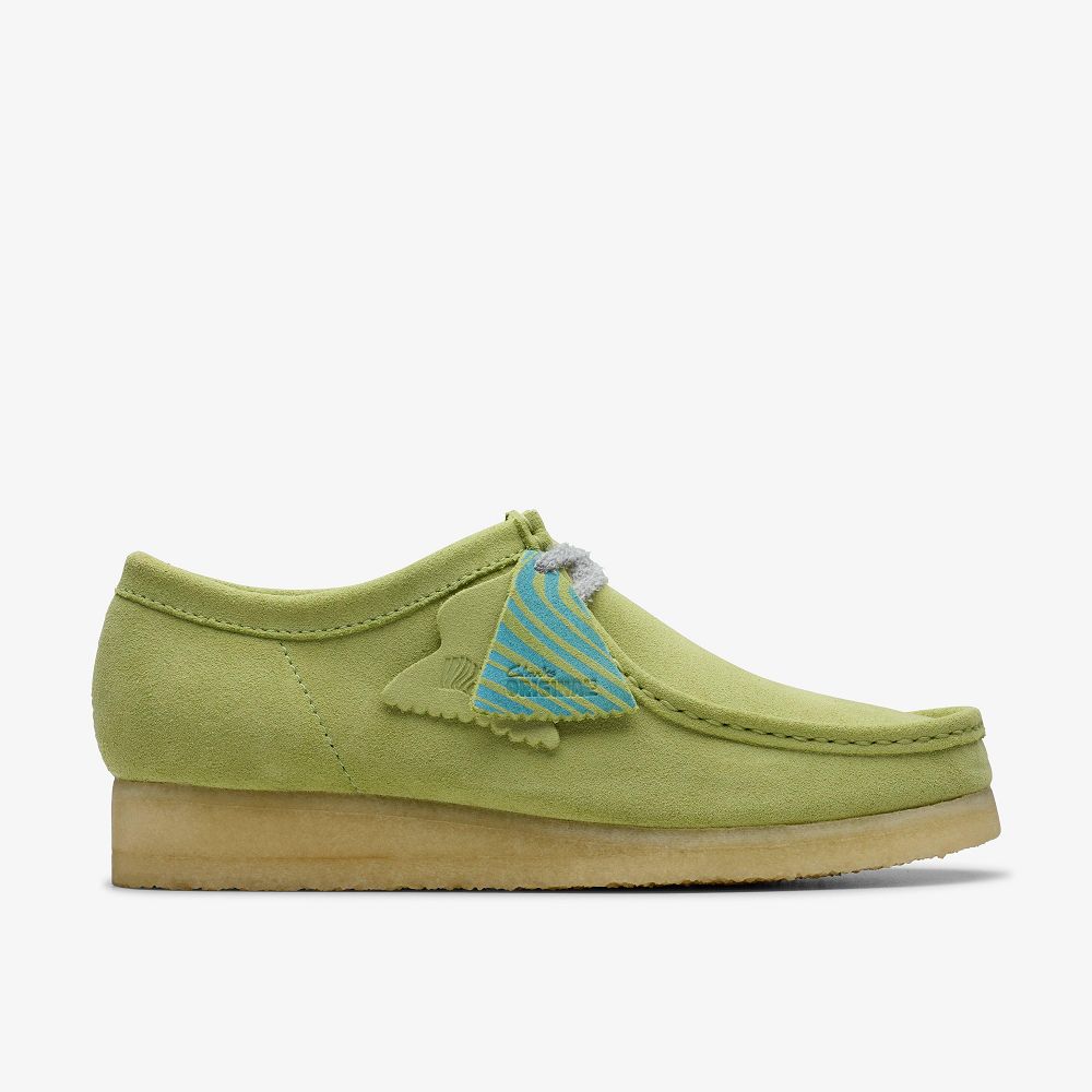 Pale Lime Suede Clarks Wallabee Men Loafers | 1328XIHJC