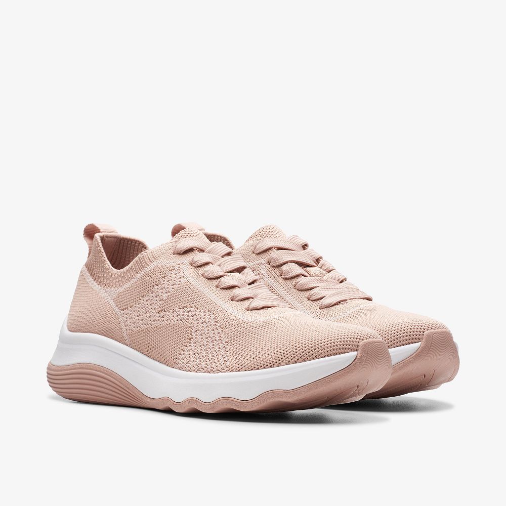 Pale Peach Clarks Circuit Tie Women Sneakers | 5076LSUVP