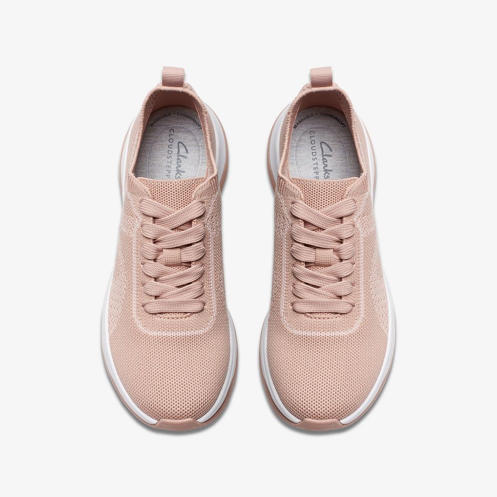 Pale Peach Clarks Circuit Tie Women Sneakers | 5076LSUVP