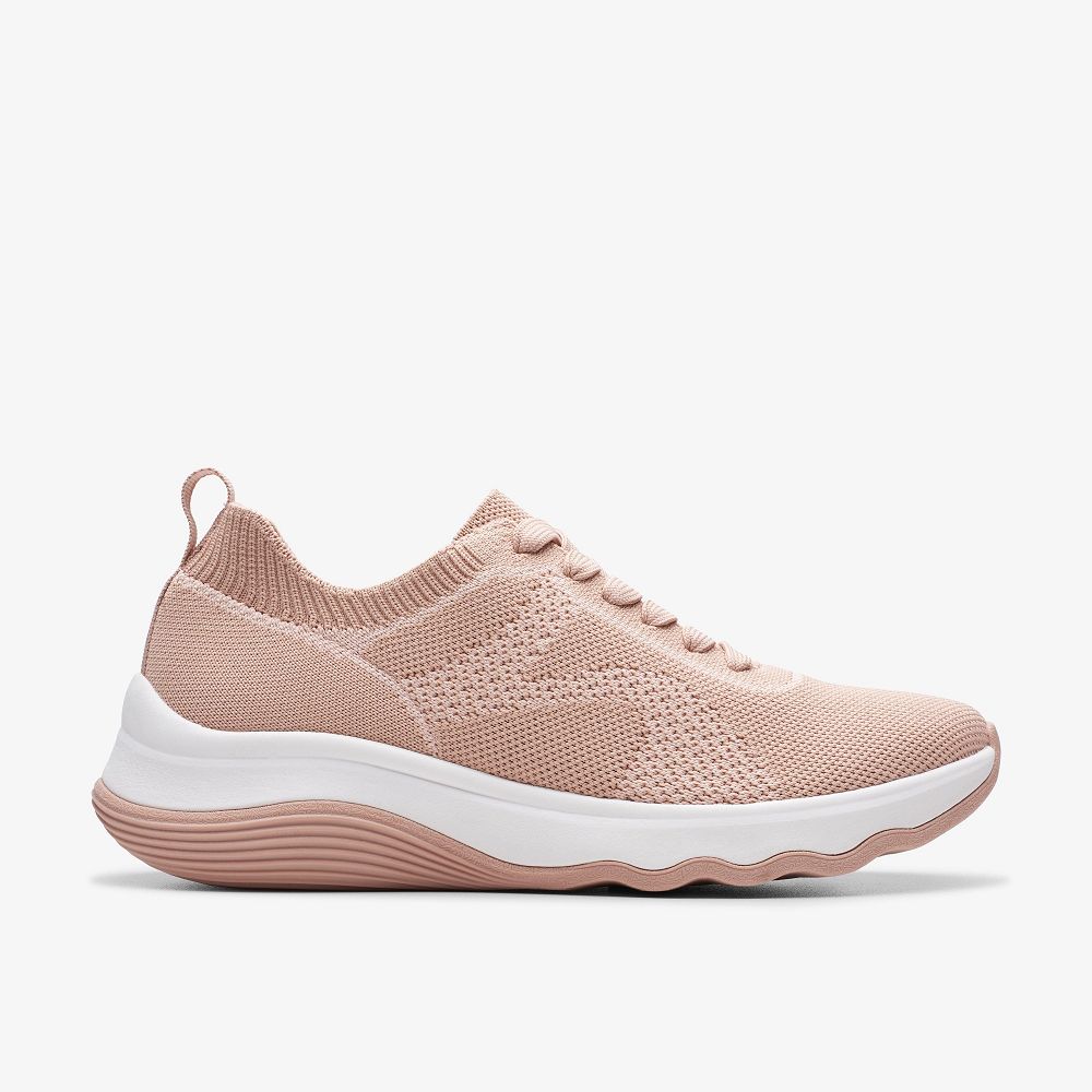 Pale Peach Clarks Circuit Tie Women Sneakers | 5076LSUVP