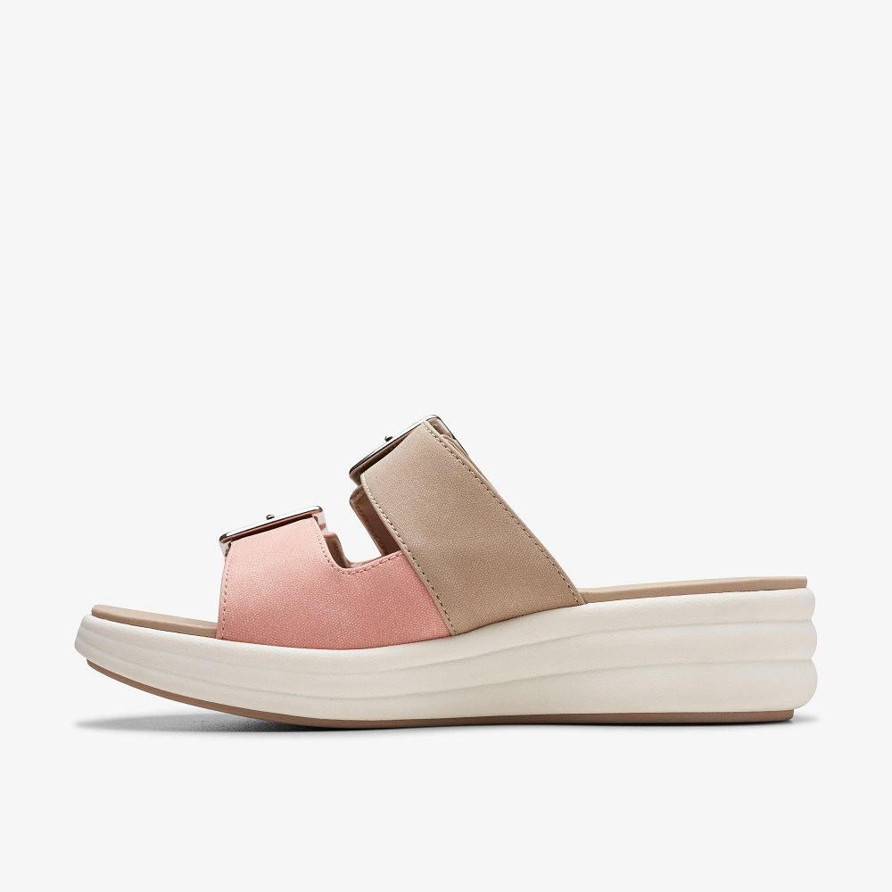 Peach Combination Clarks Drift Buckle Women Sandals | 0245PBFRV