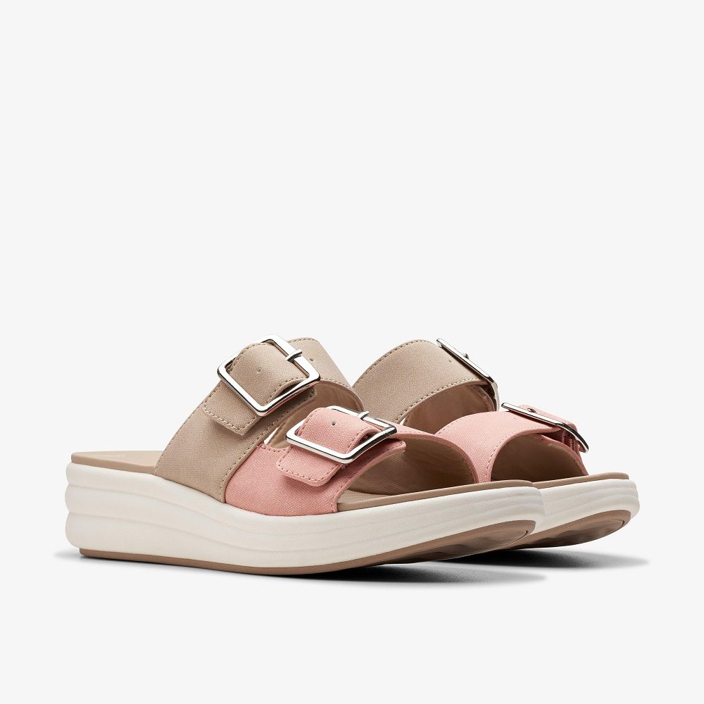 Peach Combination Clarks Drift Buckle Women Sandals | 0245PBFRV