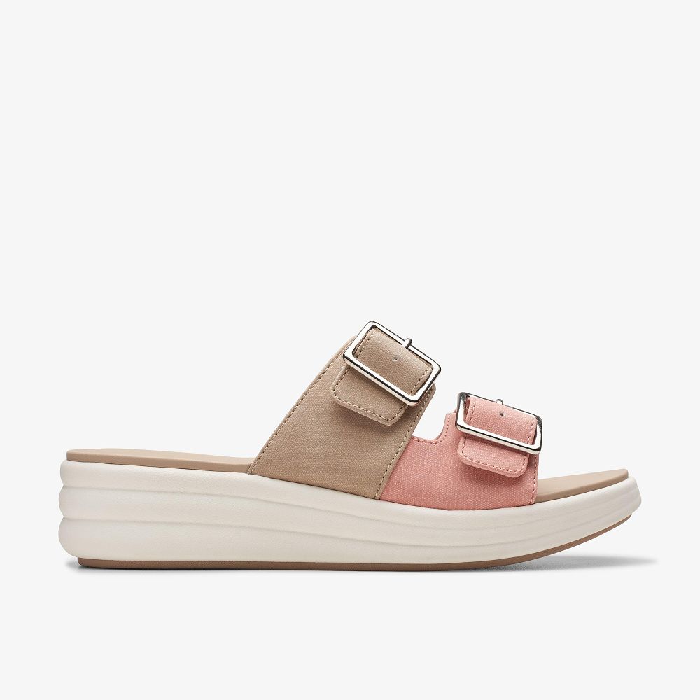 Peach Combination Clarks Drift Buckle Women Sandals | 0245PBFRV