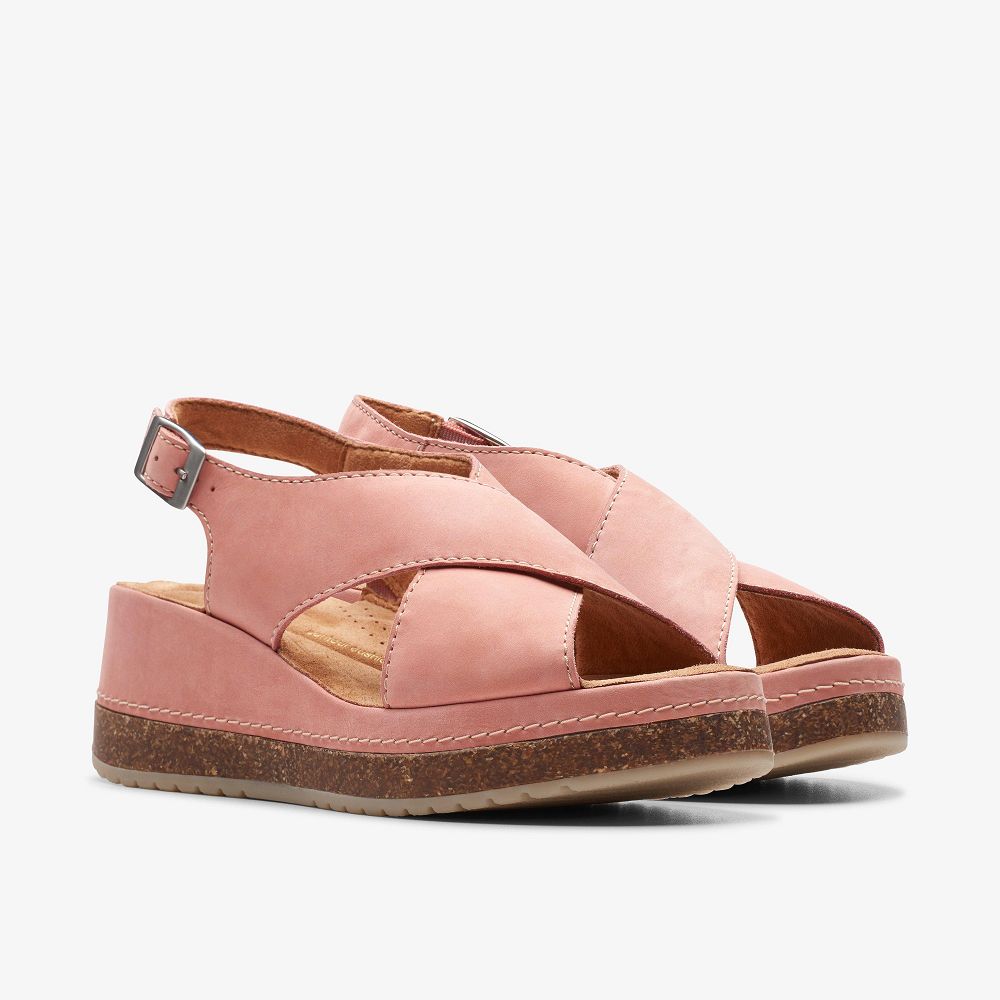 Peach Nubuck Clarks Kassanda Step Women Sandals | 6180DKVHY