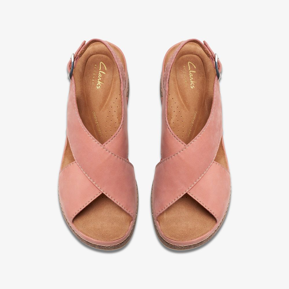 Peach Nubuck Clarks Kassanda Step Women Sandals | 6180DKVHY