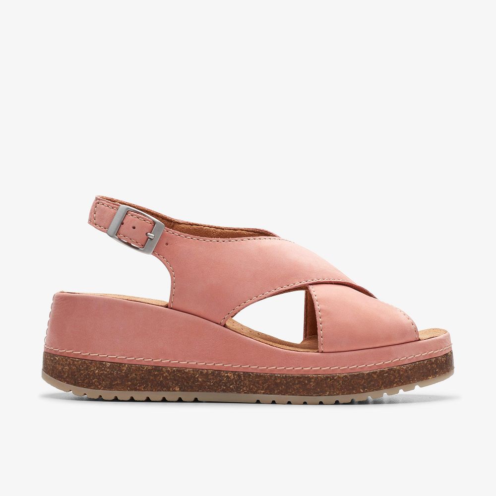 Peach Nubuck Clarks Kassanda Step Women Sandals | 6180DKVHY