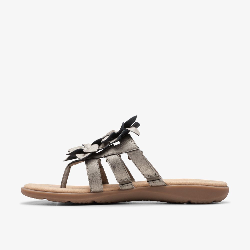 Pewter Metallic Clarks Elizabelle Mae Women Sandals | 9126WMEGC