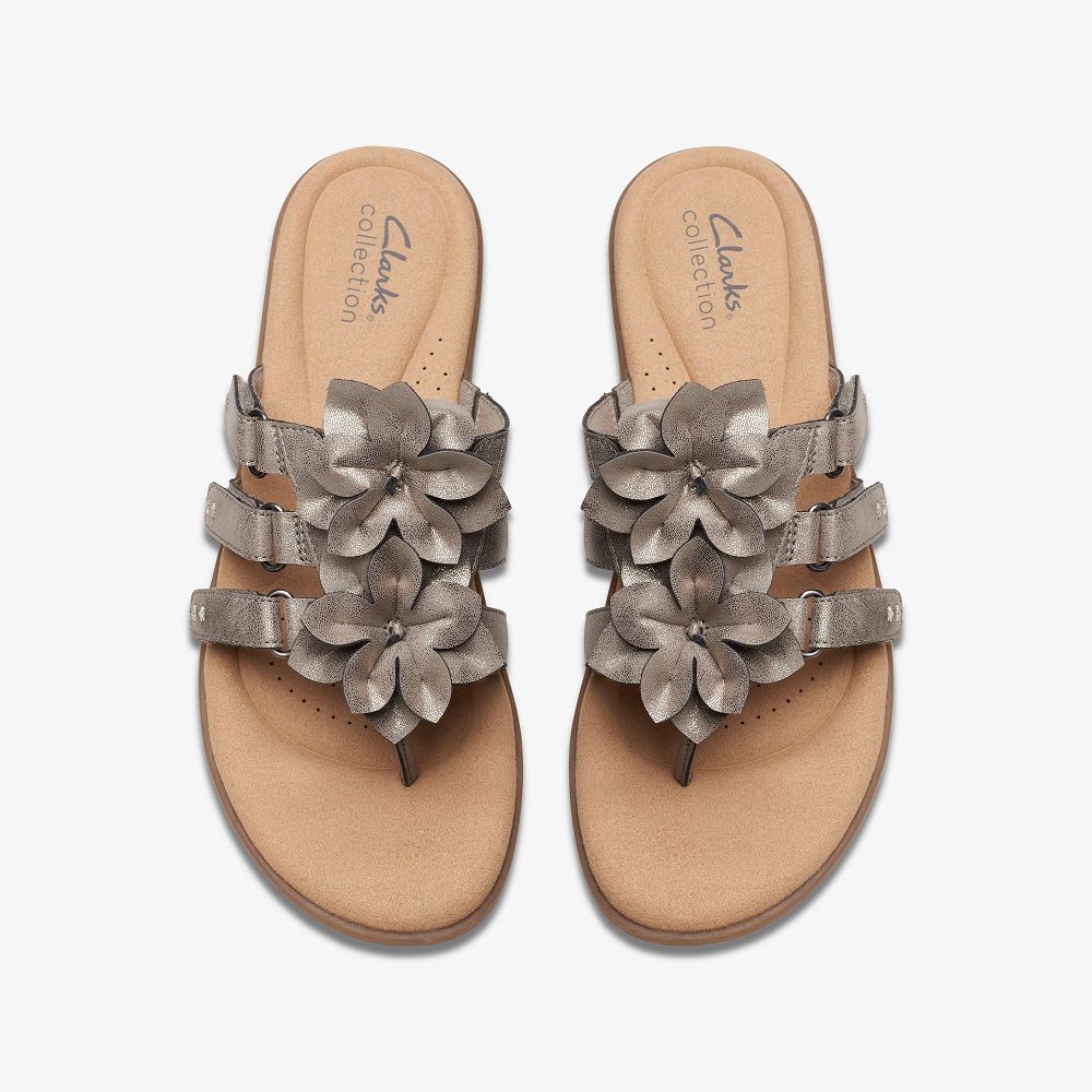 Pewter Metallic Clarks Elizabelle Mae Women Sandals | 9126WMEGC