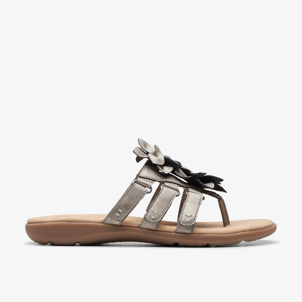 Pewter Metallic Clarks Elizabelle Mae Women Sandals | 9126WMEGC