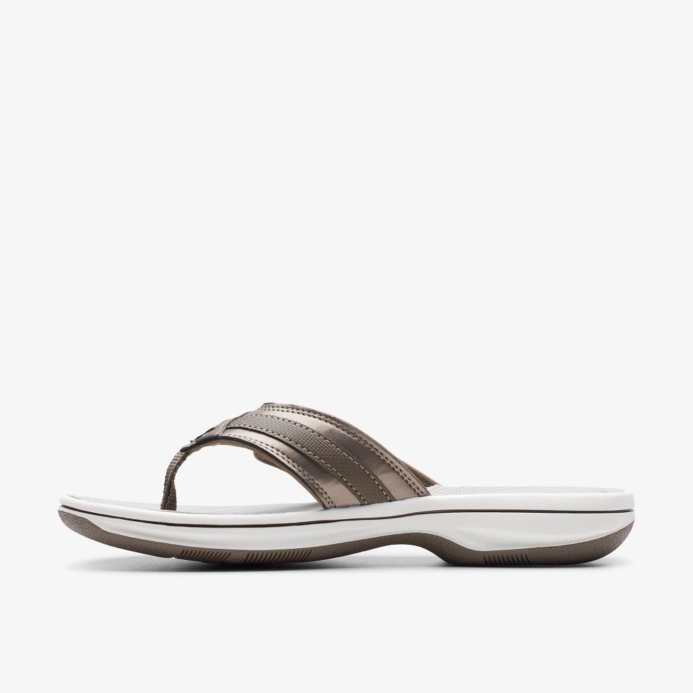 Pewter Synthetic Clarks BREEZE SEA Women Sandals | 9605CKRON