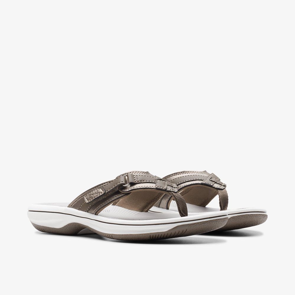 Pewter Synthetic Clarks BREEZE SEA Women Sandals | 9605CKRON