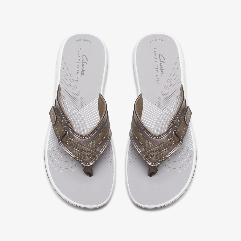 Pewter Synthetic Clarks BREEZE SEA Women Sandals | 9605CKRON