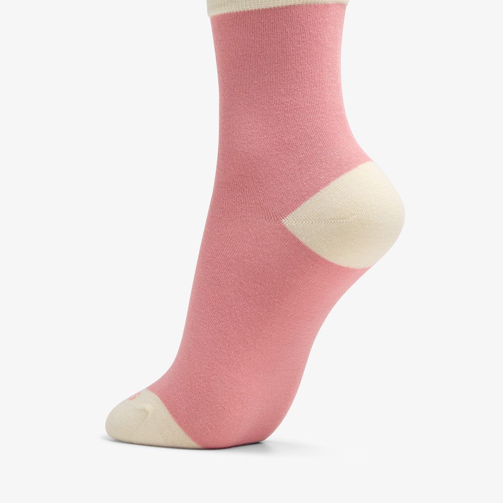 Pink Clarks Ringer Crew Bamboo Women Socks | 0958BZKTC