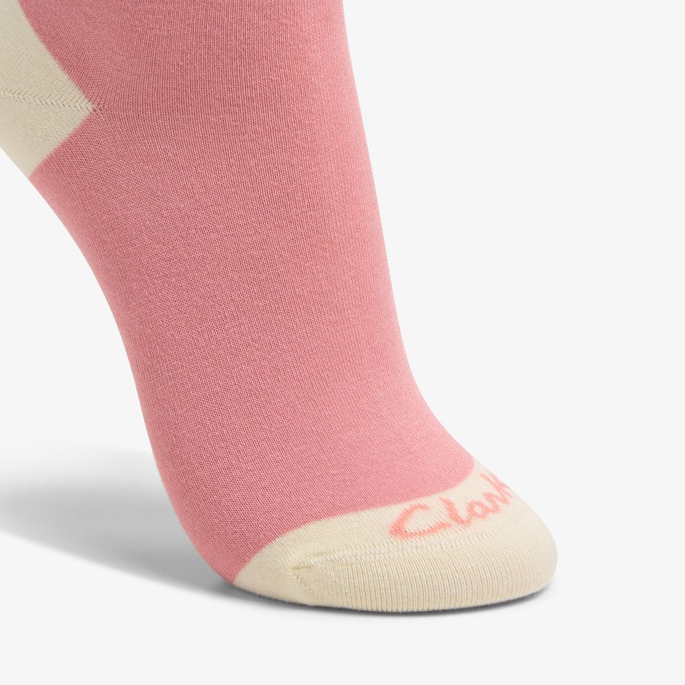 Pink Clarks Ringer Crew Bamboo Women Socks | 0958BZKTC