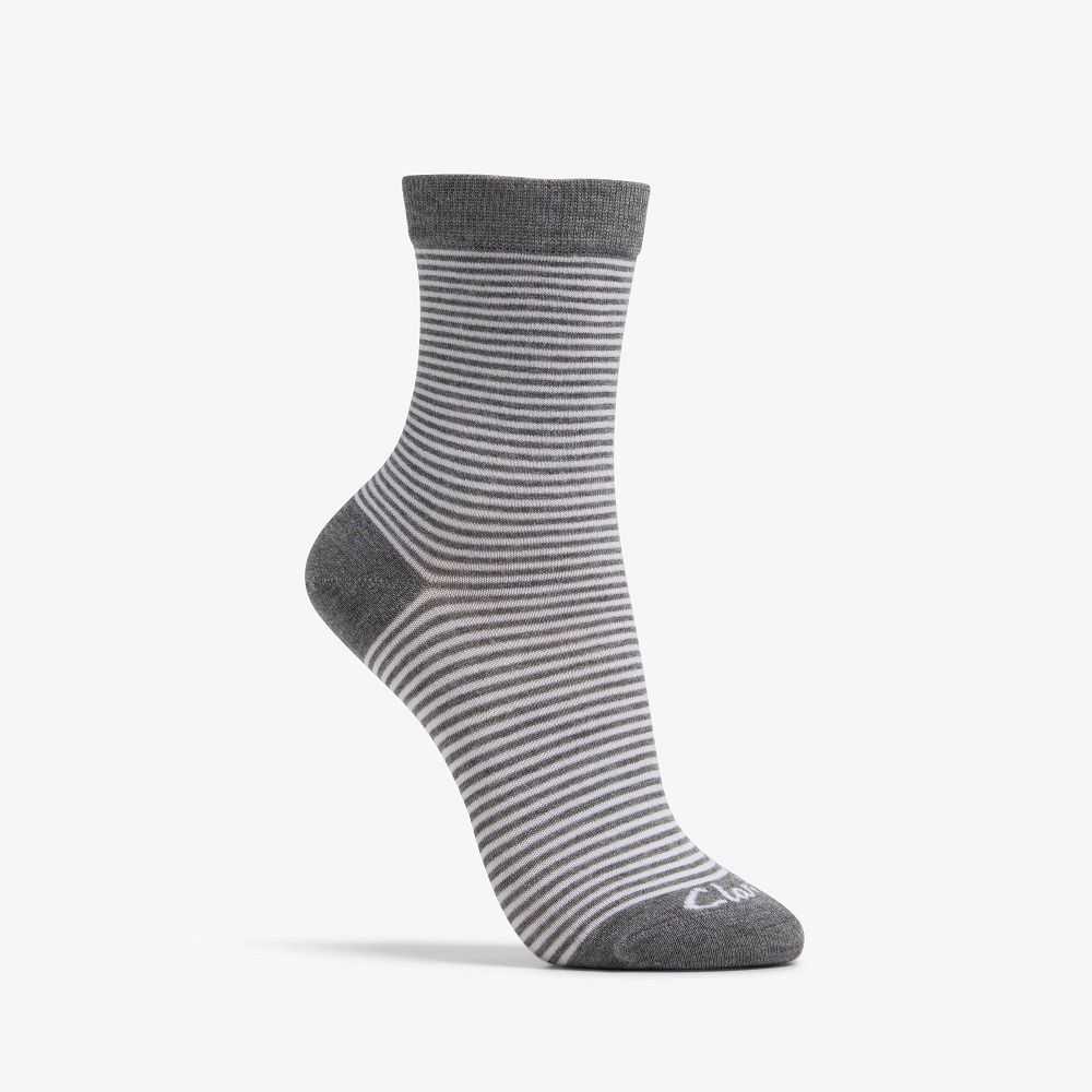 Pink Clarks Stripe Crew Bamboo Women Socks | 9043QIWFP