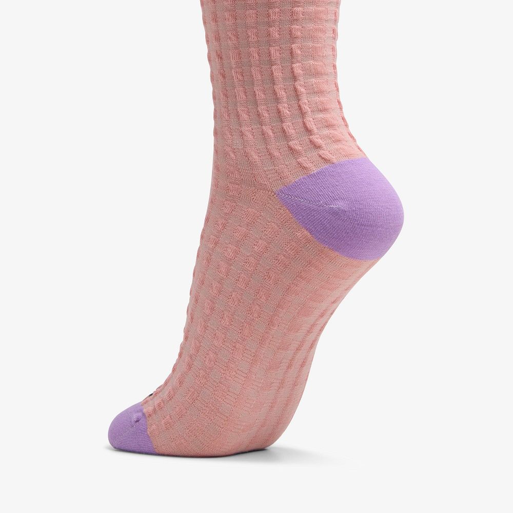 Pink Clarks Waffle Crew Women Socks | 6348HQJGI