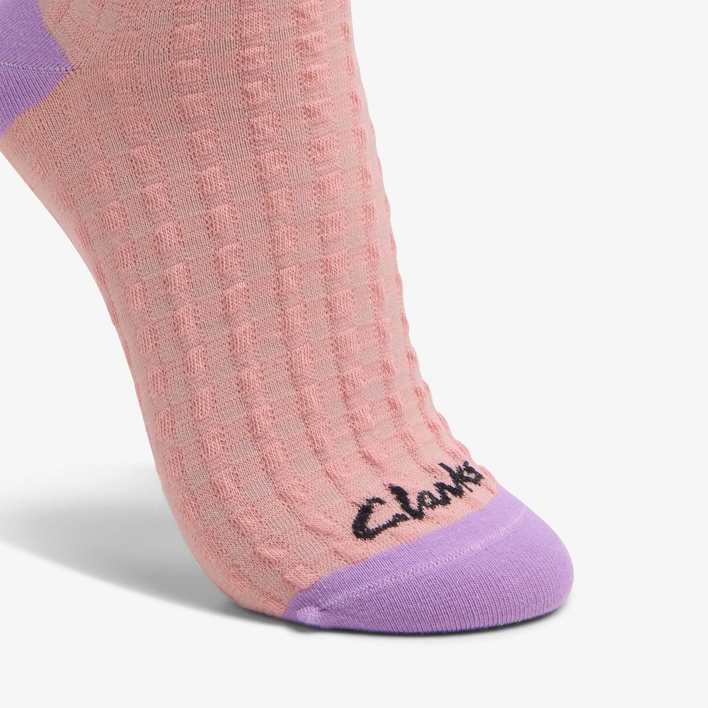 Pink Clarks Waffle Crew Women Socks | 6348HQJGI