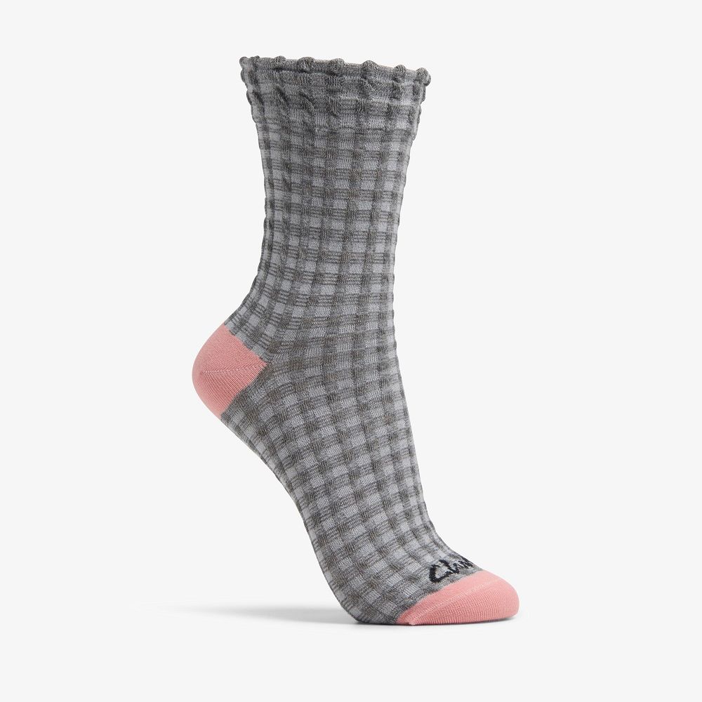 Pink Clarks Waffle Crew Women Socks | 9375LCFNQ