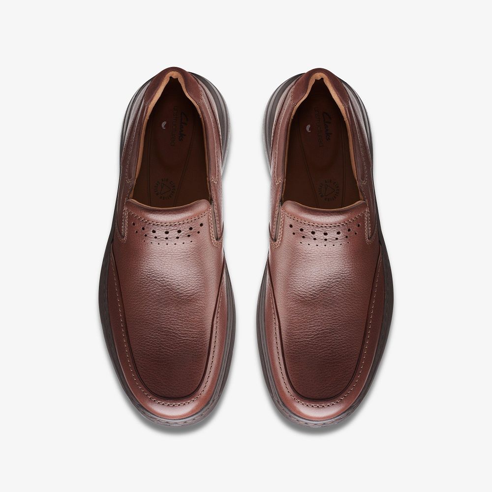 Red Brown Clarks Un Brawley Step Men Loafers | 4190QFXRW