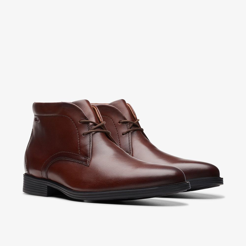 Red Brown Clarks Whiddon Mid Men Boots | 7623NDUVC