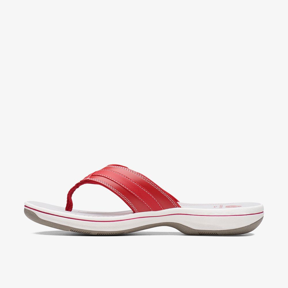 Red Synthetic Clarks BREEZE SEA Women Sandals | 0297VEOGA