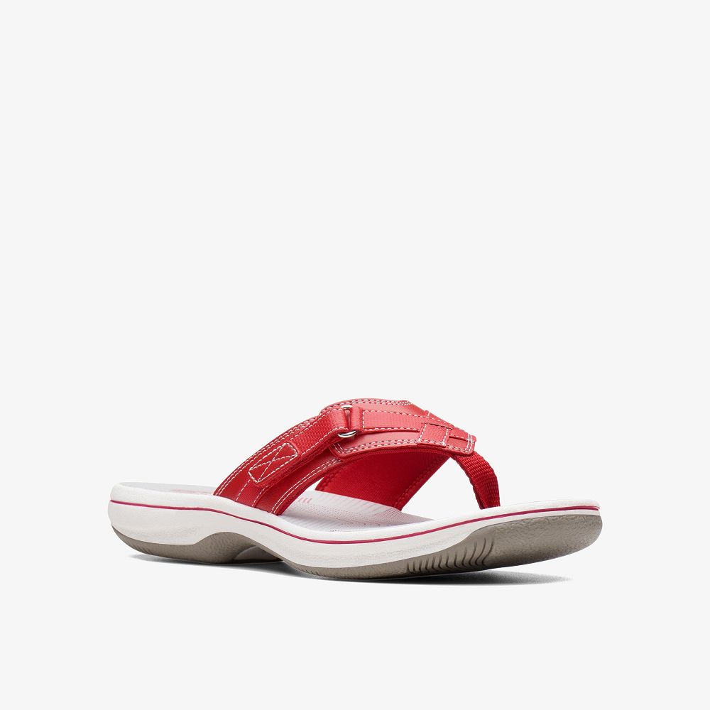 Red Synthetic Clarks BREEZE SEA Women Sandals | 0297VEOGA