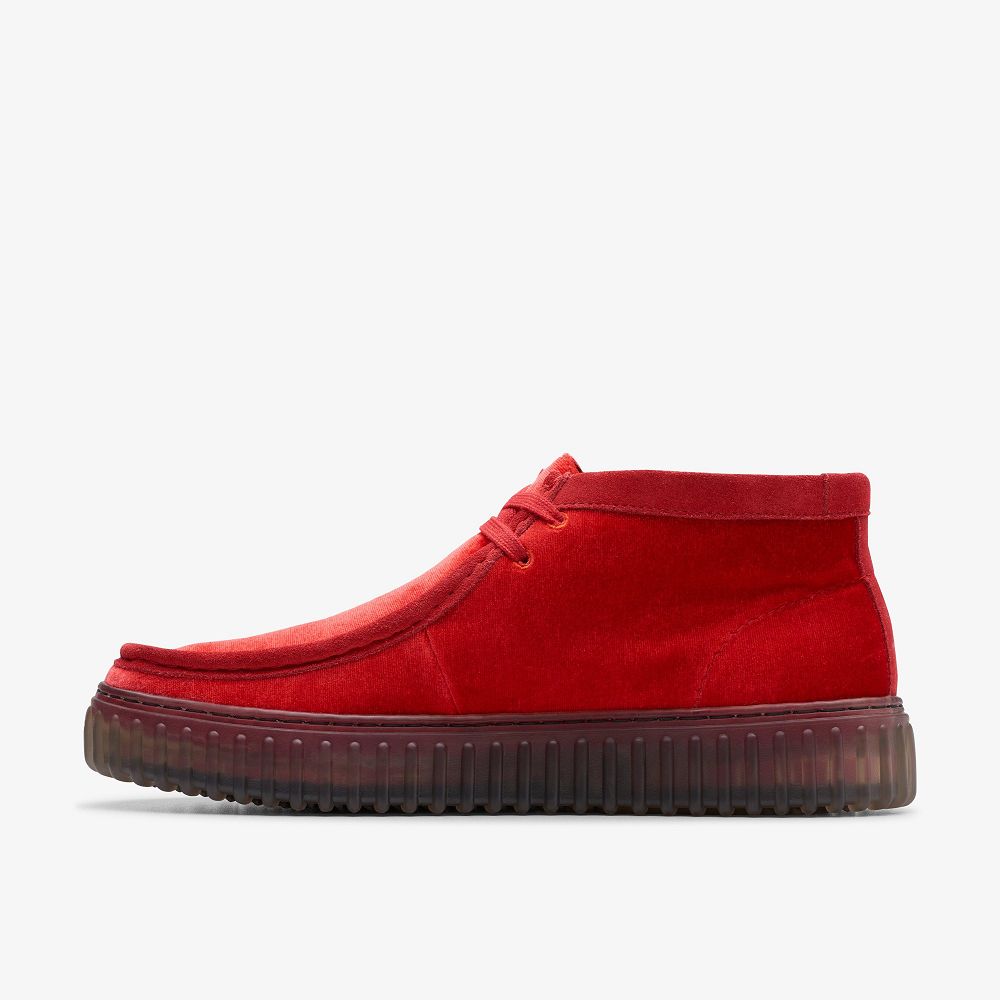 Red Velvet Clarks Torhill Hi Men Boots | 1729JAWTG