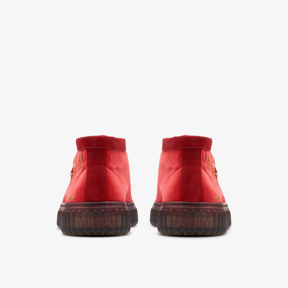 Red Velvet Clarks Torhill Hi Men Boots | 1729JAWTG