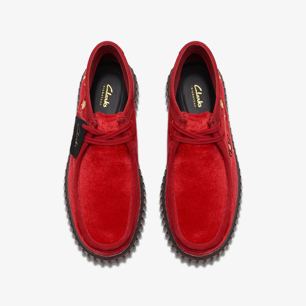 Red Velvet Clarks Torhill Hi Men Boots | 1729JAWTG