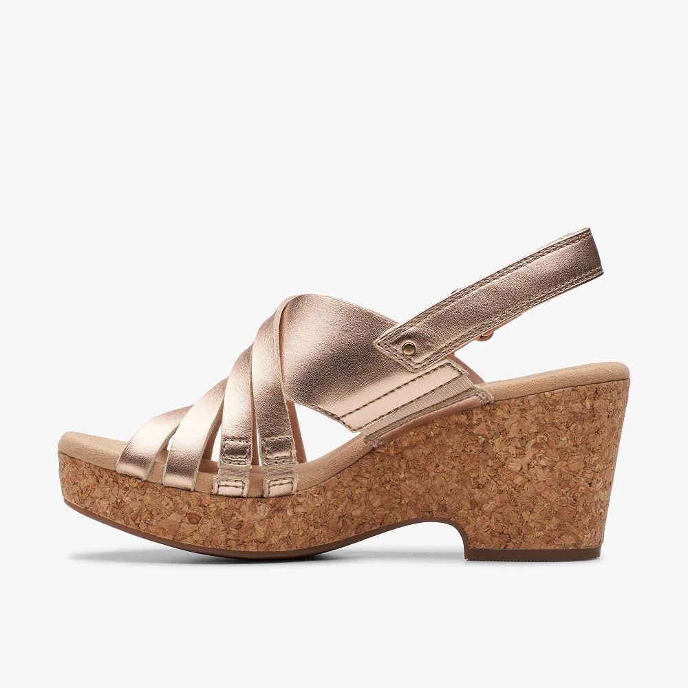 Rose Gold Leather Clarks Giselle Ivy Women Sandals | 0817ZQNMU