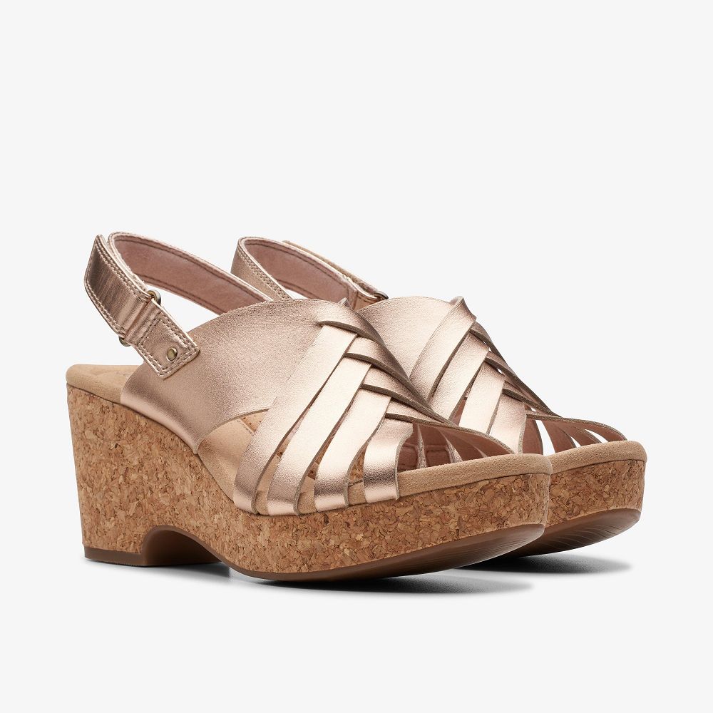 Rose Gold Leather Clarks Giselle Ivy Women Sandals | 0817ZQNMU