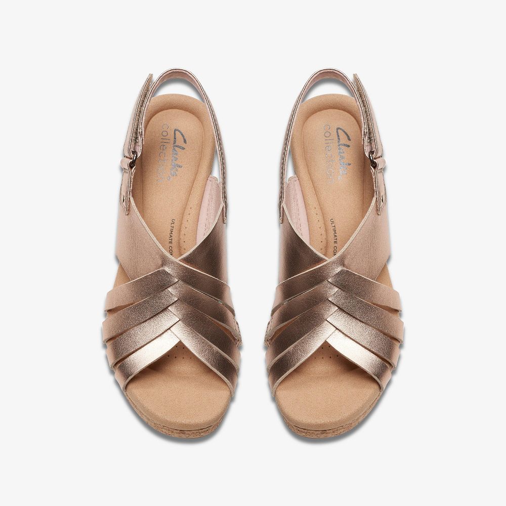 Rose Gold Leather Clarks Giselle Ivy Women Sandals | 0817ZQNMU