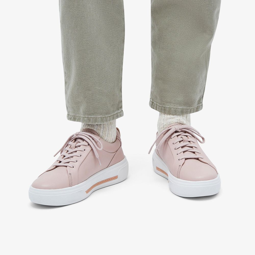 Rose Leather Clarks Hollyhock Walk Women Sneakers | 3759PBNMR