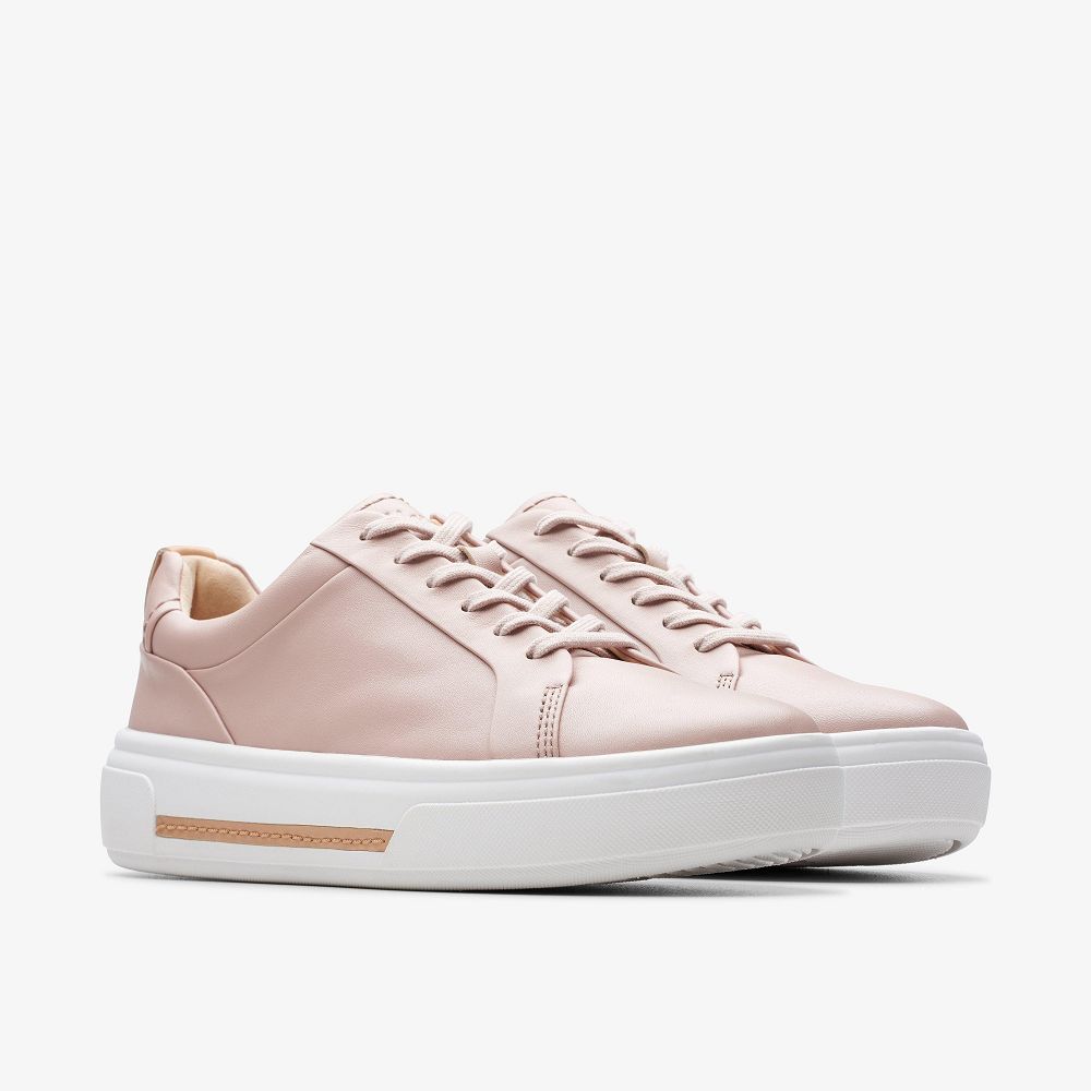 Rose Leather Clarks Hollyhock Walk Women Sneakers | 3759PBNMR