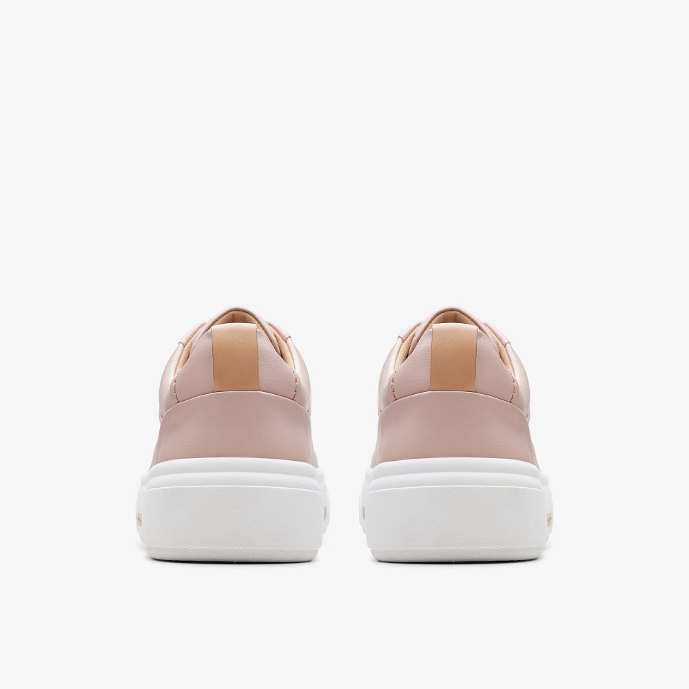 Rose Leather Clarks Hollyhock Walk Women Sneakers | 3759PBNMR