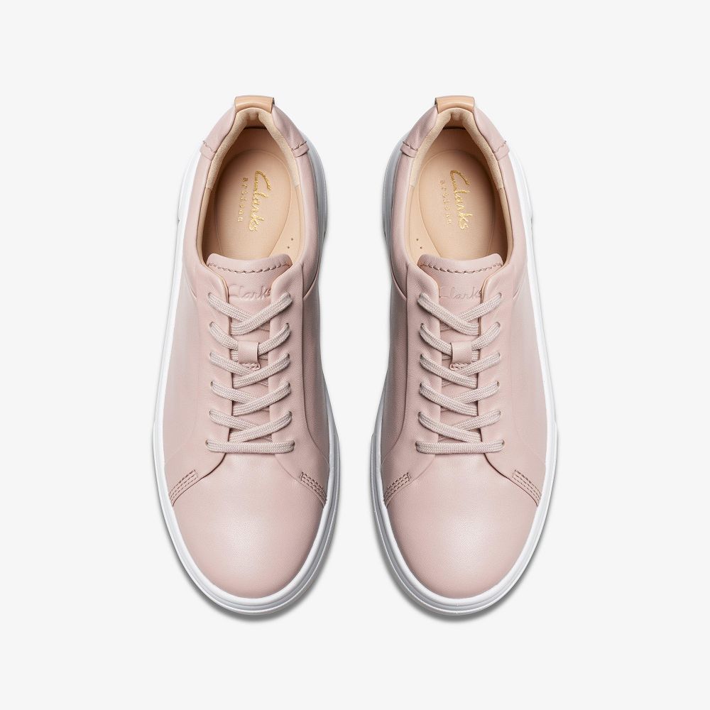 Rose Leather Clarks Hollyhock Walk Women Sneakers | 3759PBNMR