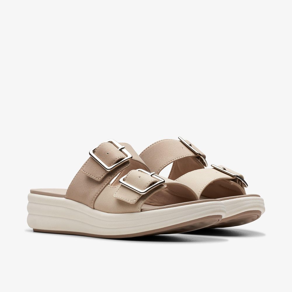 Sand Combination Clarks Drift Buckle Women Sandals | 9023PDSKC