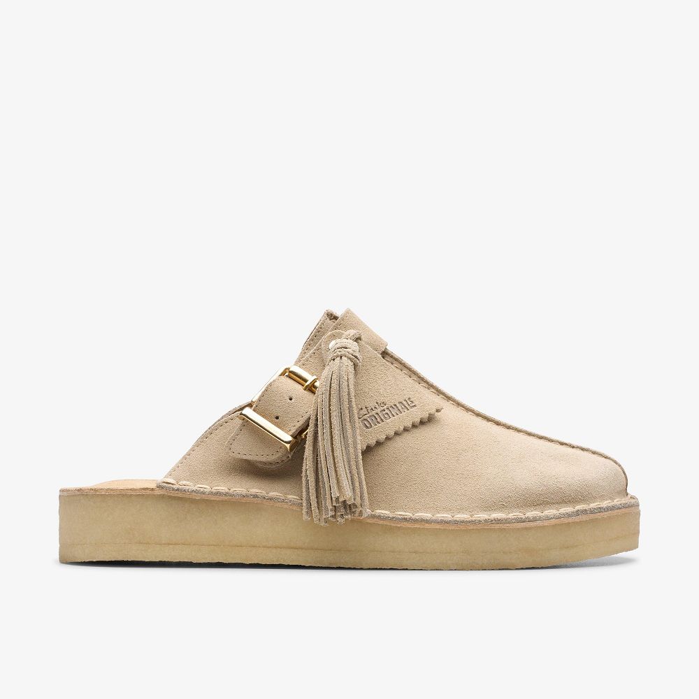 Sand Suede Clarks Trek Women Mules | 6978SEWNZ