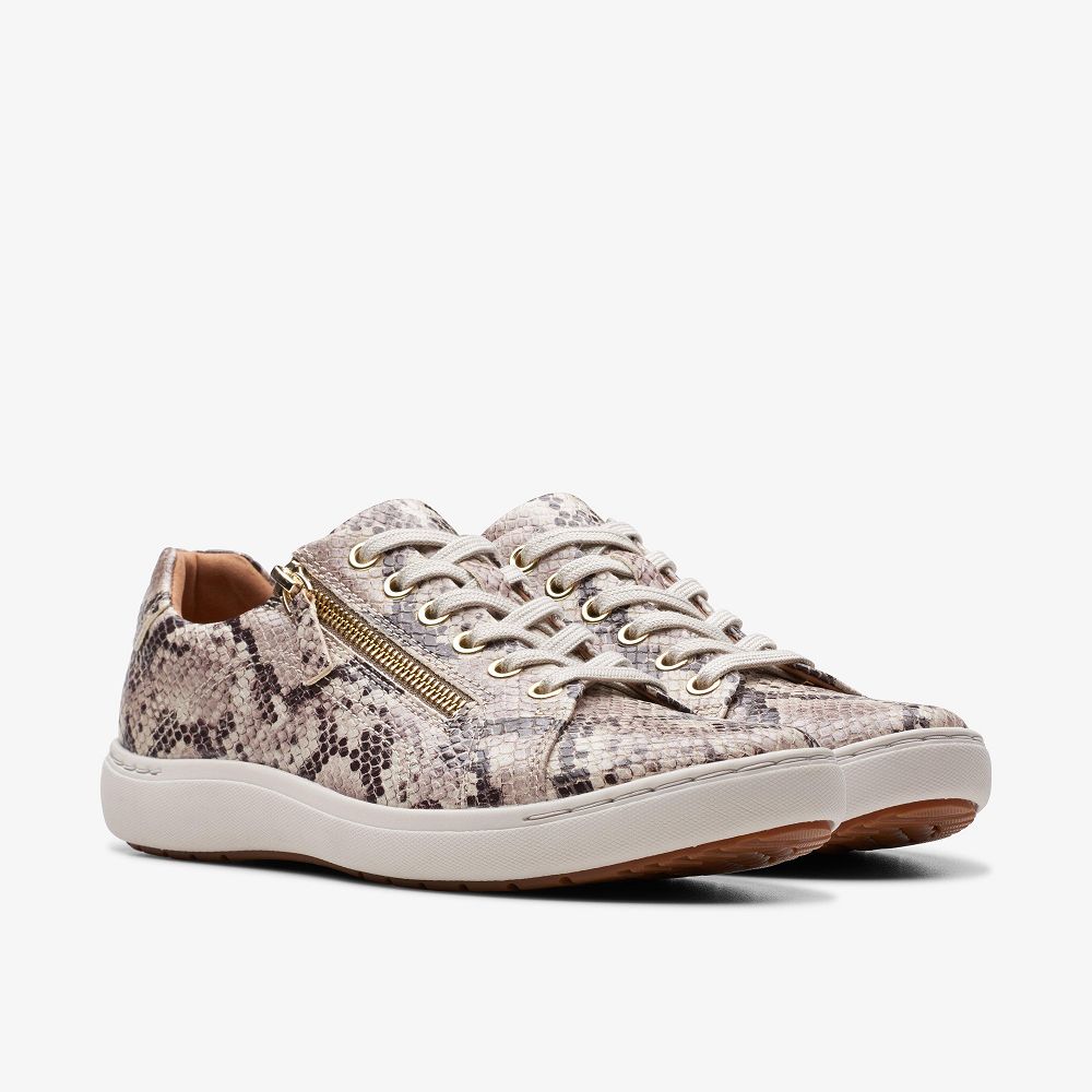 Snake Print Clarks Nalle Lace Women Sneakers | 3547SWCJA