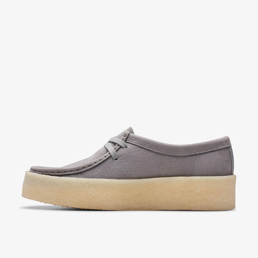 Steel Grey Nubuck Clarks Wallabee Cup Women Loafers | 7146MDGBV